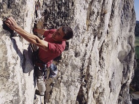 Freeclimber in Felswand *** Local Caption *** Originaldia vorhanden