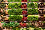 Supermarkt Auslage Gemüse Regal Einkaufen