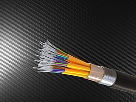 Glasfaserkabel Glasfaser Kabel bunt Hintergrund schwarz