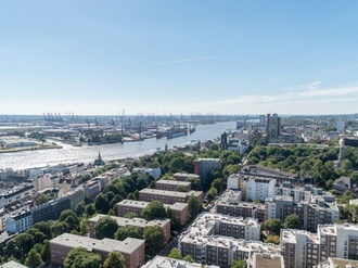 Hamburg Luftbild Elbe Wohnhäuser