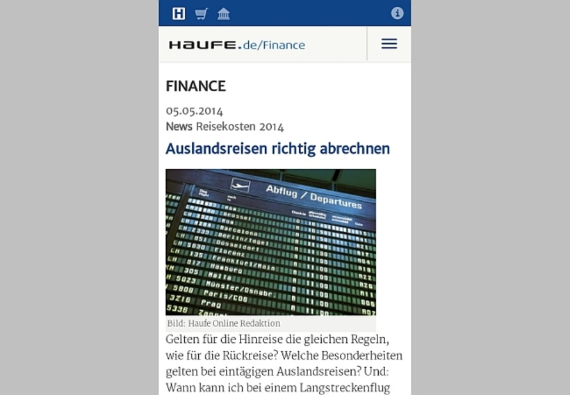 Haufe-Themenportale in der Smartphone-Ansicht