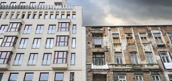 Hausfassade neu und alt