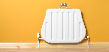 Heizkörper Portemonnaie-Form Geldbörse gelbe Wand