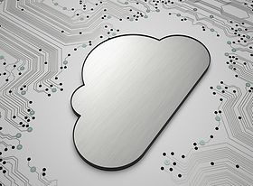 Illustration Wolke auf die Datennetze zulaufen
