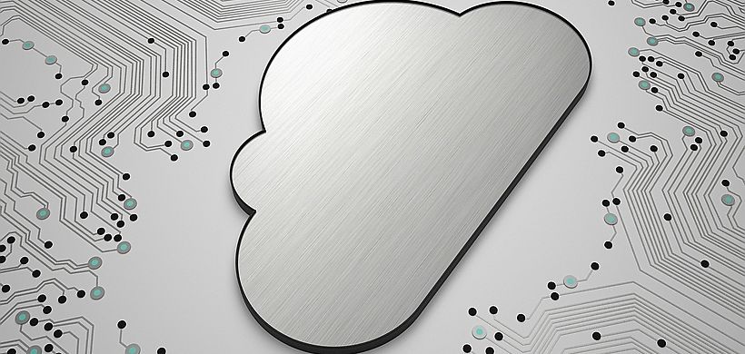 Illustration Wolke auf die Datennetze zulaufen
