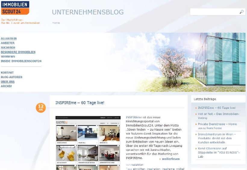 Immobilien-Blogs im Überblick: www.blog.immobilienscout24.de