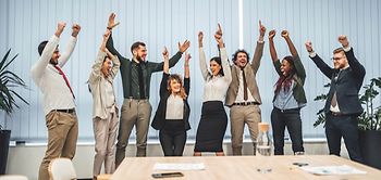 Jubel Glücklich Gruppe Jugend