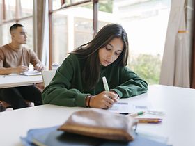 Junge Studentin am Lernen