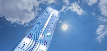 Klima Thermometer Sonne blauer Himmel 