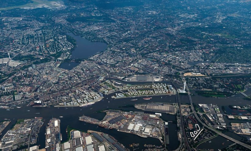 Die Hafencity aus der Vogelperspektive