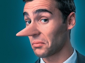 Mann mit langer Nase lügen Pinocchio