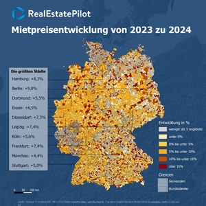 Mietpreisentwicklung in Deutschland 2023 bis 2024