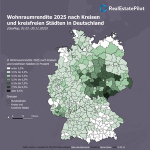 Geomap Wohnraumrendite Deutschland 2025