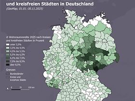 Geomap Wohnraumrendite Deutschland 2025