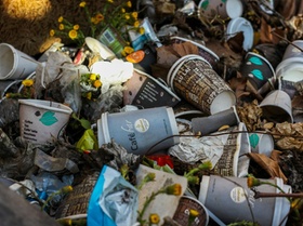Müll Einwegbecher Blumen