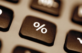 Nahaufnahme Tastatur Symbol für Prozent