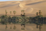 Oase, Mandarasee im Erg Ubari, Sahara, Libyen
