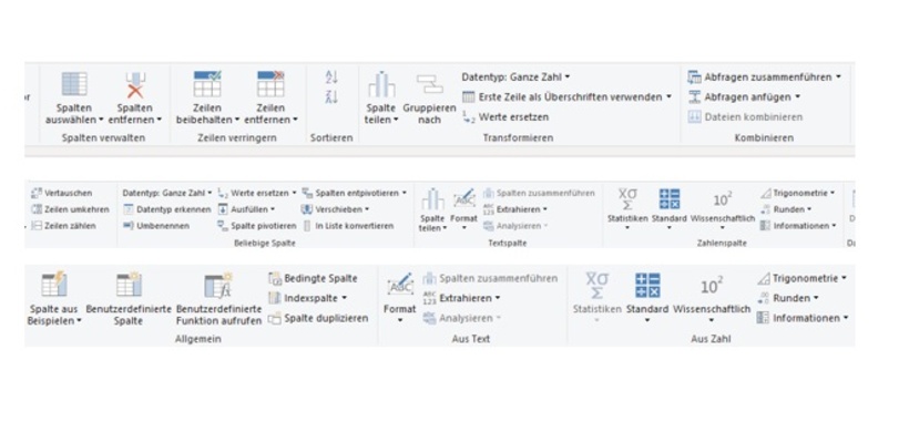 Intuitiv verständliche Menüzeilen Power Query