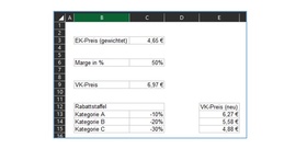 Preiskalkulation in Excel