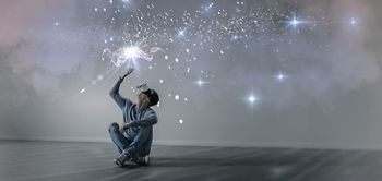 Raum leer Mann Visual Realty Idee Lichtblitze