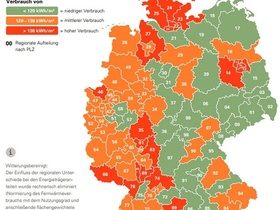 Deutschlandkarte Regionale Verteilung Endenergieverbrauch Raumheizwärme