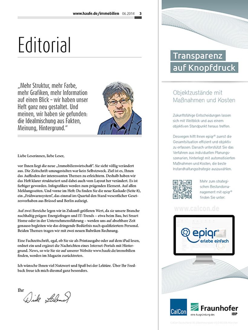 Relaunch - Immobilienwirtschaft Juni 2014 Editorial