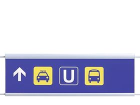 Schild: Taxi, U-Bahn, Bus