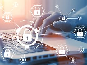 Online internet secure payment and network safe communication and banking concept. Person pay in web