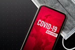 Coronavirus or Covid-19 outbreak News Update background concept. Mockup mobile phone Coronavirus New
