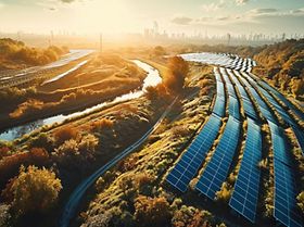 Solarenergiefarm Solarenergie Wasserstoff Wasserstofffabrik