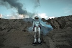 Space Spacemann Mann Dampf Wüste Mond