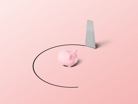 Sparschwein rosa Piggy Bank Säge Inflation