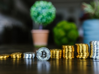 Stapel Münzen Bitcoin