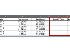 TAGE und NETTOARBEITSTAGE in Excel
