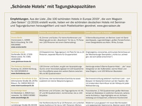 Schönste Hotels mit Tagungskapazitäten