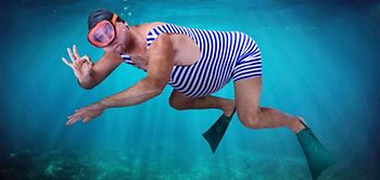 Taucher Mann Schnorchel Wasser Optimismus