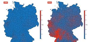 Techem Hitze-Atlas Deutschlandkarte