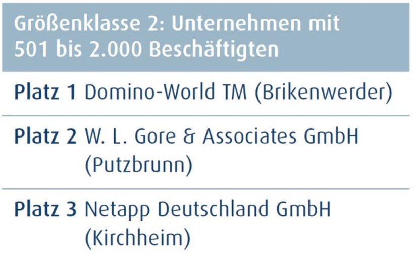 Top 3 der Größenklasse 2