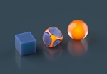 Transformation Cube blau wird Kugel orange