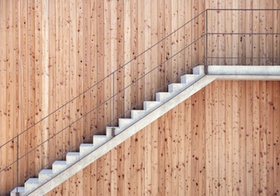 Treppe an Holzfassade