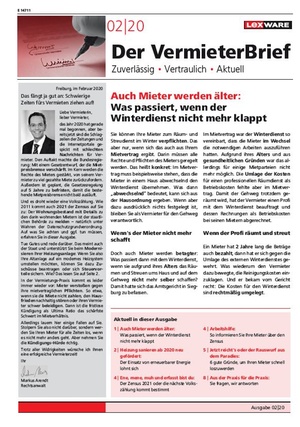 Der Vermieterbrief mit den Vermieterthemen  Februar 2020 | VermieterBrief