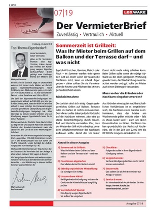 Der Vermieterbrief mit den Vermieterthemen Juli 2019 | VermieterBrief