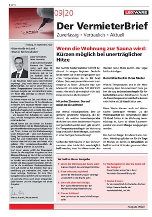 Der Vermieterbrief mit den Vermieterthemen September 2020 | VermieterBrief