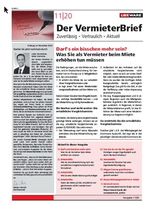 Der Vermieterbrief mit den Vermieterthemen Dezember 2020 | VermieterBrief