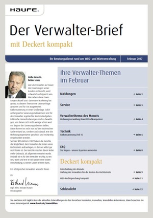 Der Verwalterbrief mit den Verwalterthemen im Januar 2017 | Verwalter-Brief