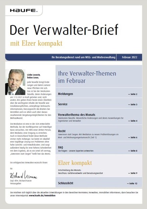 Der Verwalterbrief mit den Verwalterthemen im Februar 2022 | Verwalter-Brief