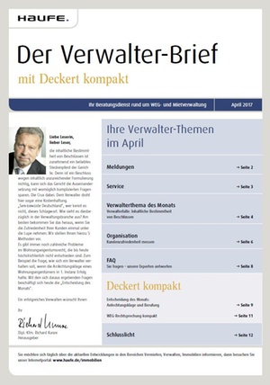Der Verwalterbrief mit den Verwalterthemen im April 2017 | Verwalter-Brief