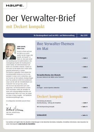 Der Verwalterbrief mit den Verwalterthemen im Mai 2019 | Verwalter-Brief