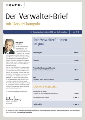 Der Verwalterbrief mit den Verwalterthemen im Juni 2018 | Verwalter-Brief