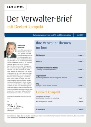 Der Verwalterbrief mit den Verwalterthemen im Juni 2019 | Verwalter-Brief